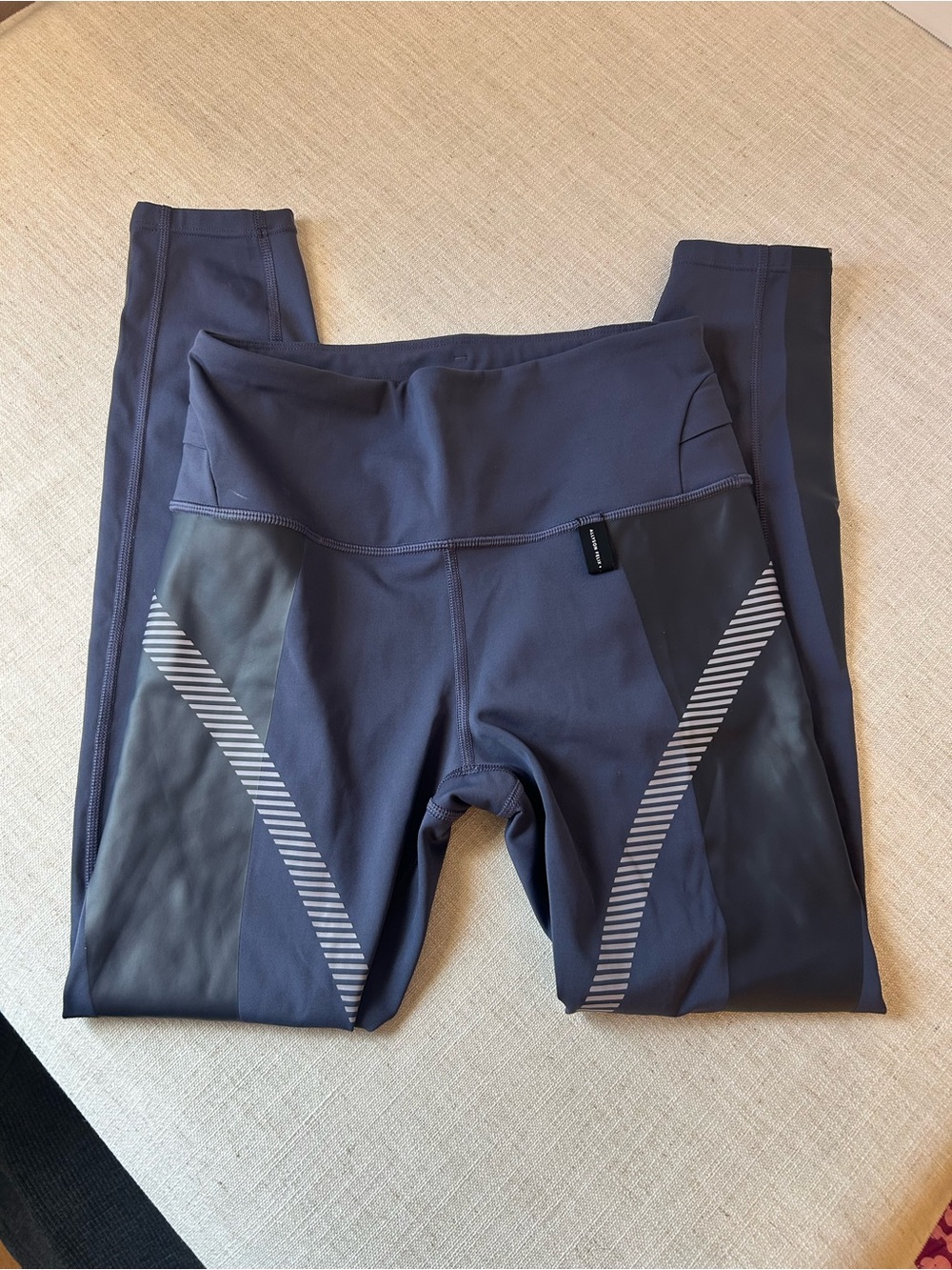 Athleta Women’s Navy Blue Performance Leggings with Reflective Stripes